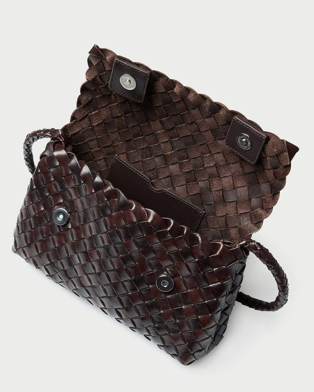 Women Loeffler Randall Vinnie Chocolate Woven Leather Crossbody