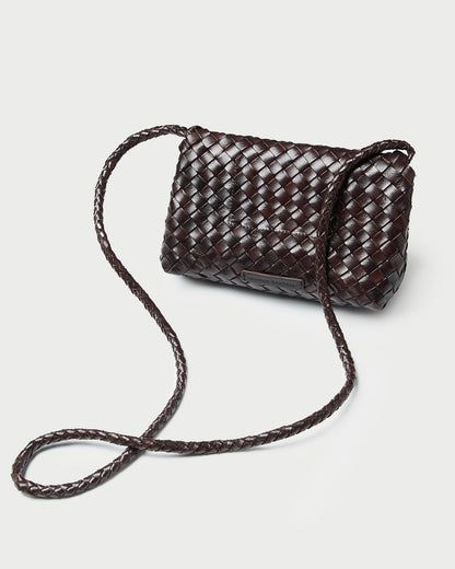 Women Loeffler Randall Vinnie Chocolate Woven Leather Crossbody