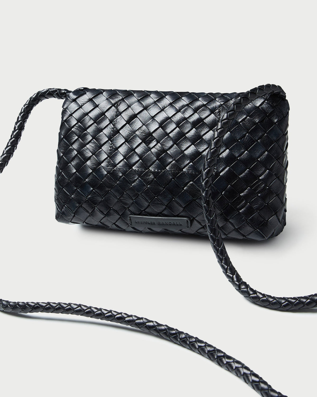 Women Loeffler Randall Vinnie Black Woven Leather Crossbody
