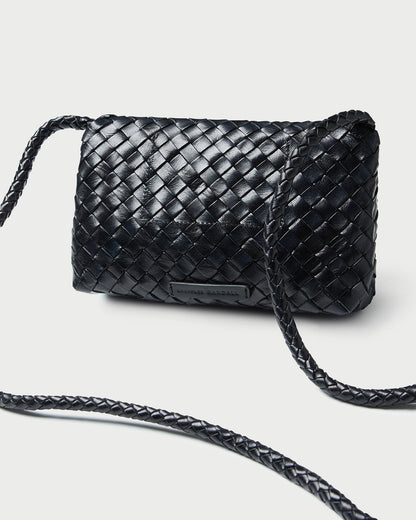 Women Loeffler Randall Vinnie Black Woven Leather Crossbody