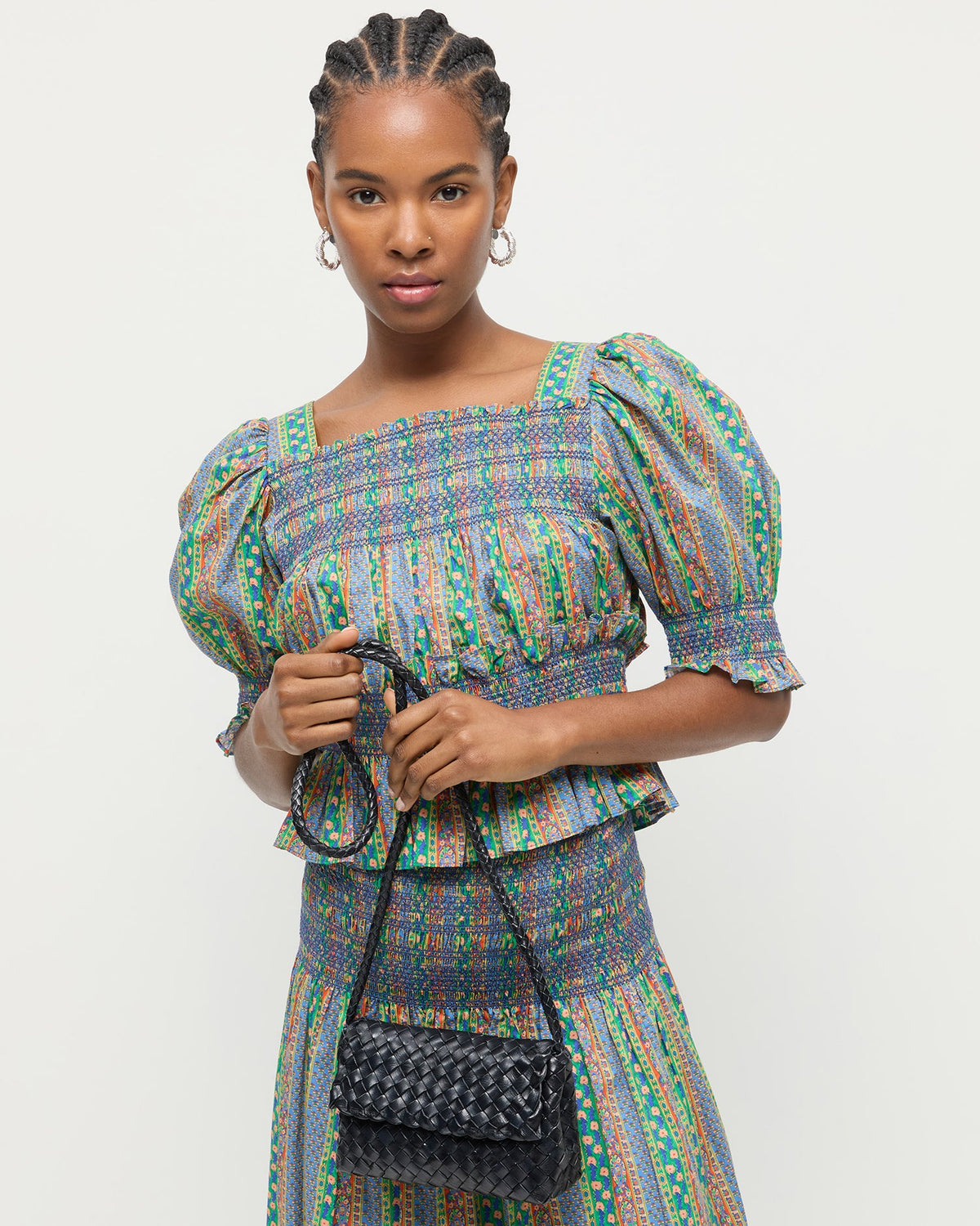 Women Loeffler Randall Vinnie Black Woven Leather Crossbody