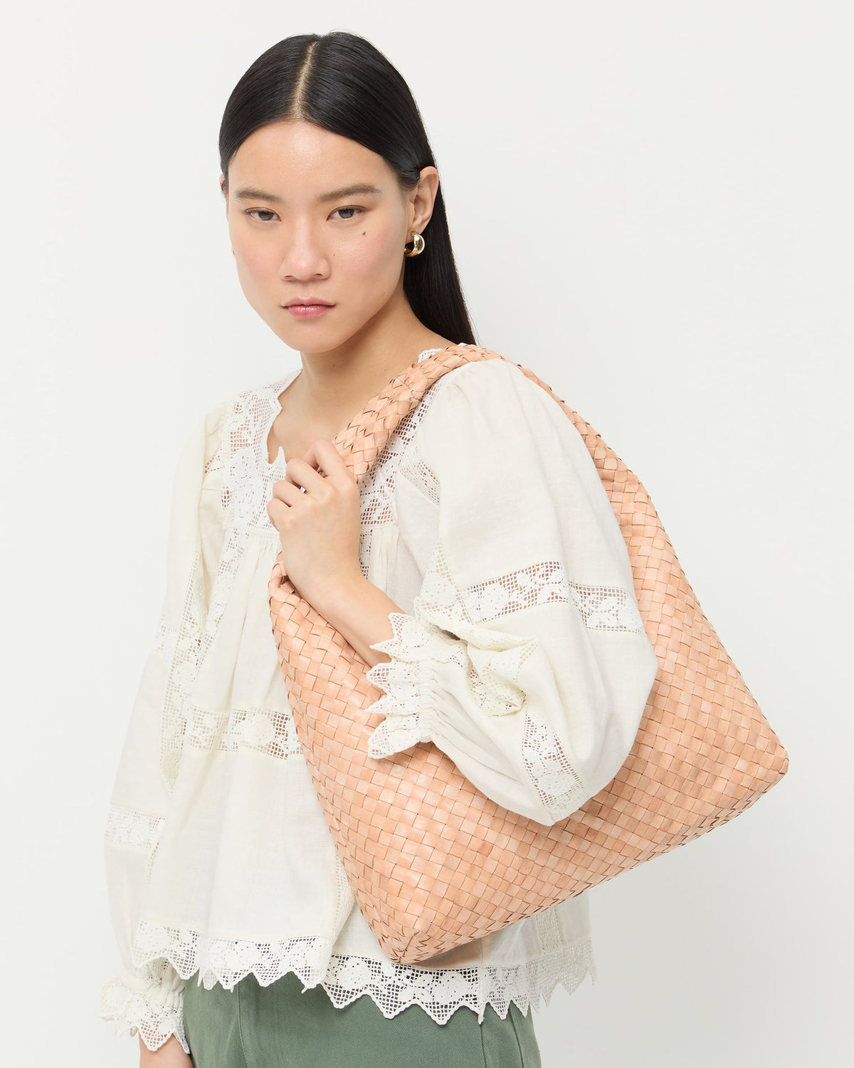 Women Loeffler Randall Willow Desert Sand Woven Hobo Bag