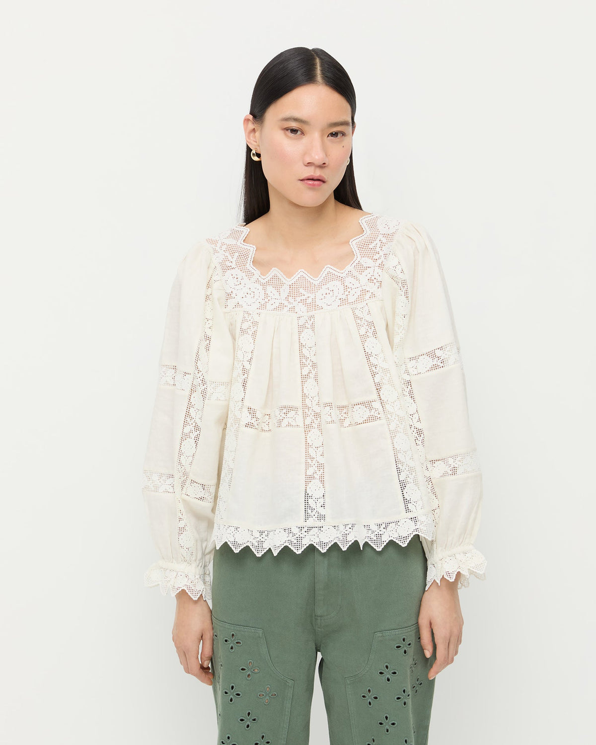 Women Loeffler Randall Pauline Embroidered Lace Blouse