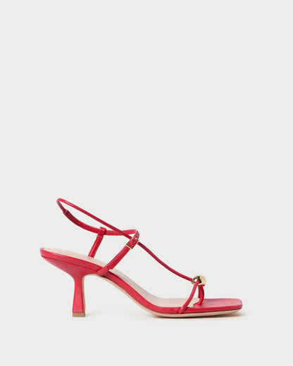 Women Loeffler Randall Triana Red Leather Mid-Heel Sandal