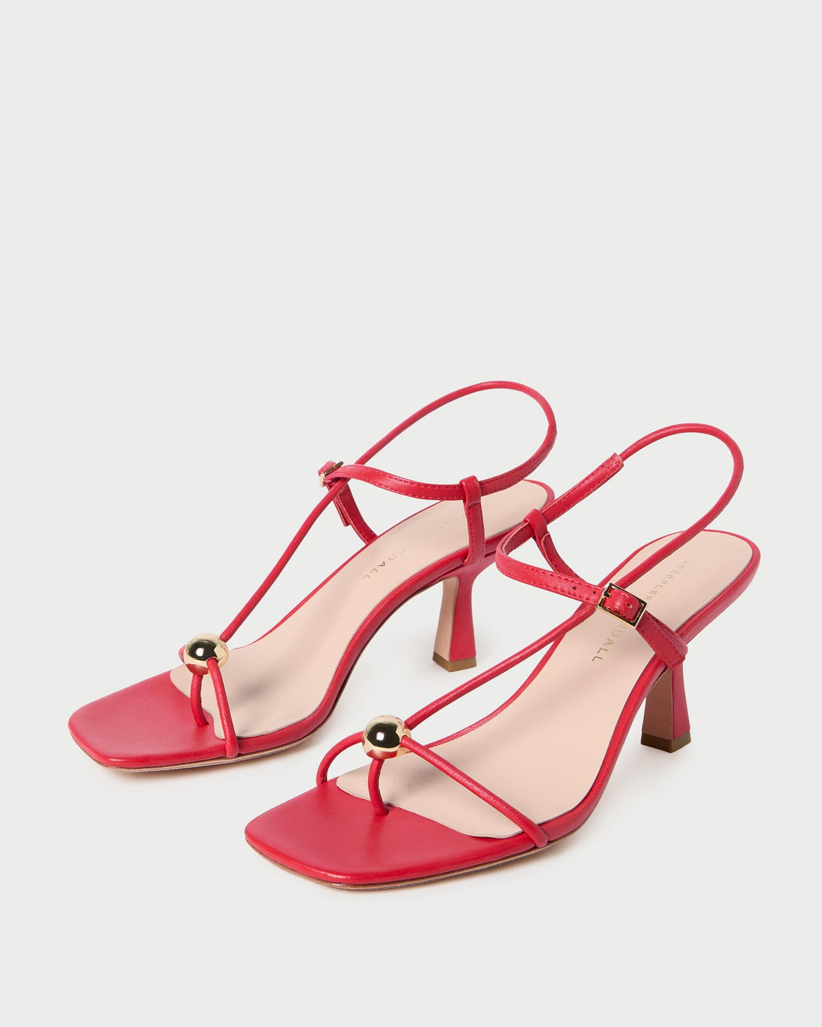 Women Loeffler Randall Triana Red Leather Mid-Heel Sandal
