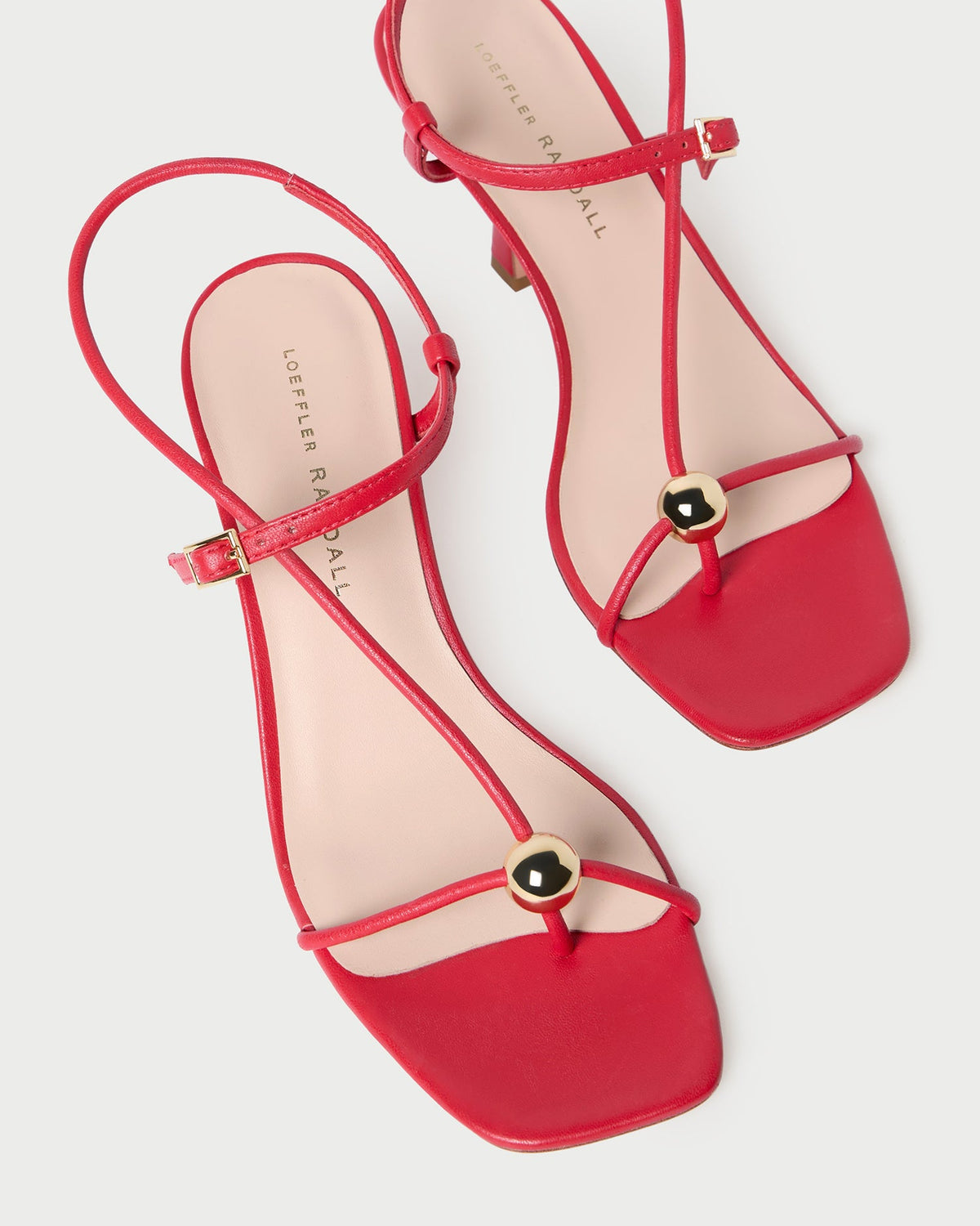 Women Loeffler Randall Triana Red Leather Mid-Heel Sandal