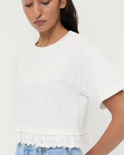 Women Loeffler Randall Junie Lace Trim Tee
