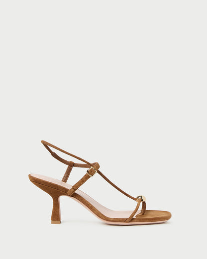 Women Loeffler Randall Triana Cacao Suede Mid-Heel Sandal