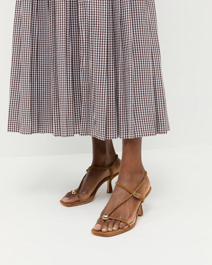 Women Loeffler Randall Triana Cacao Suede Mid-Heel Sandal