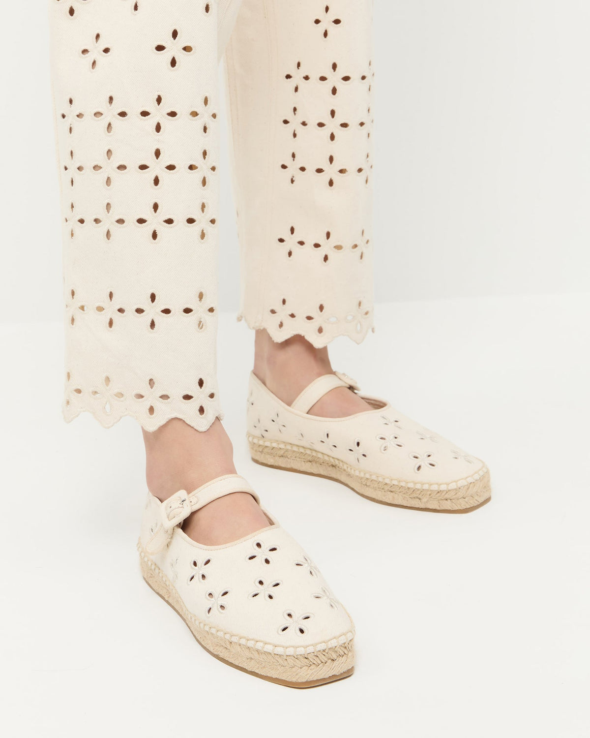 Women Loeffler Randall Clover Natural Embroidered Espadrille