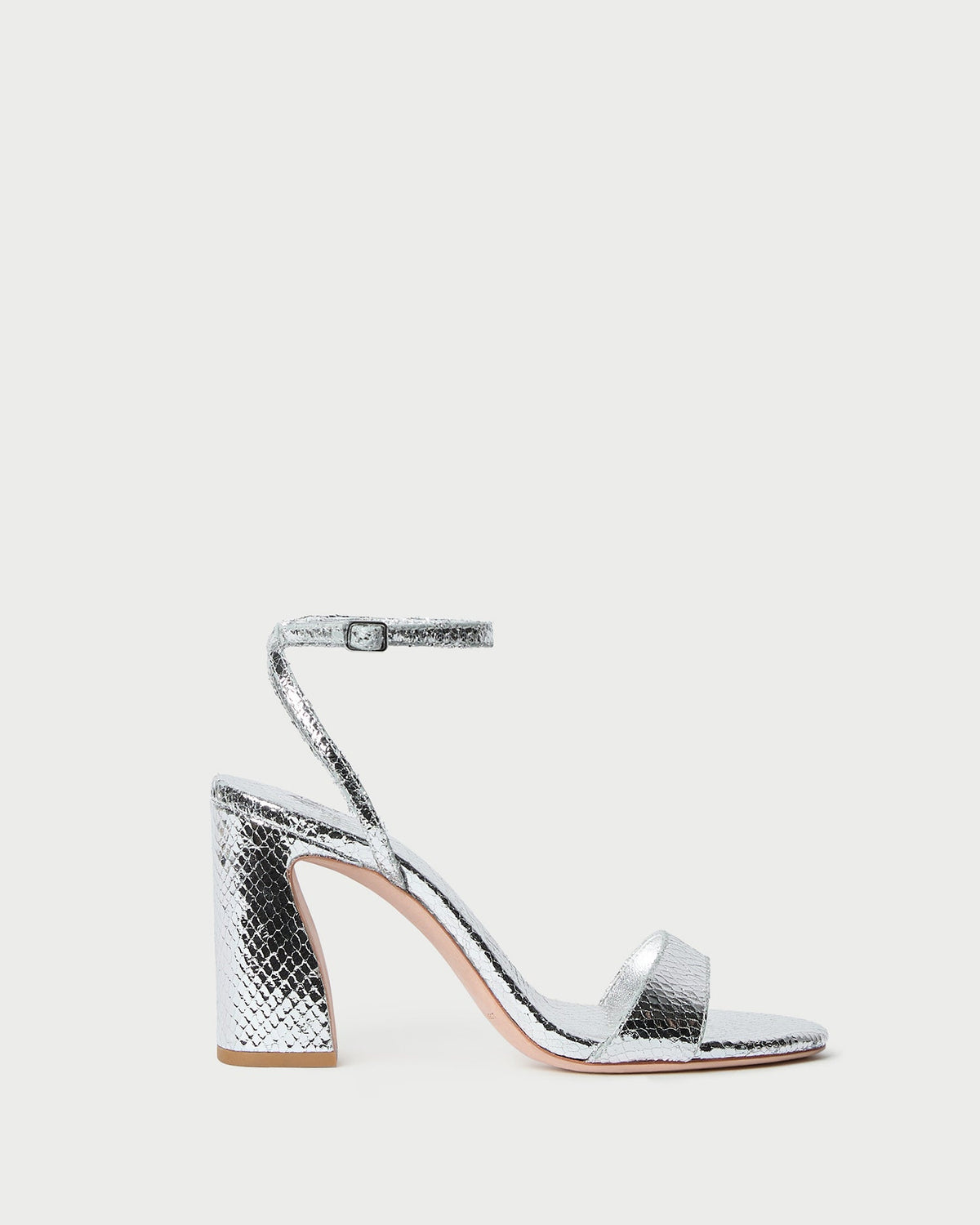 Women Loeffler Randall Malia Silver Snake Embossed Sandal