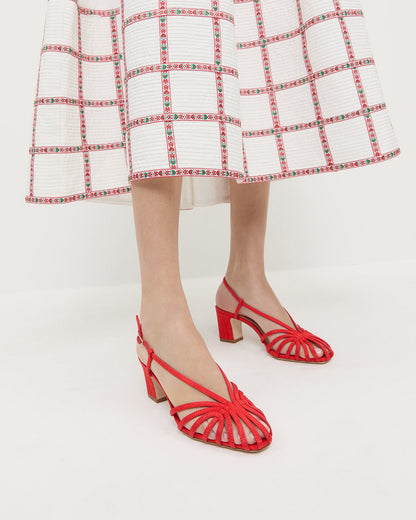 Women Loeffler Randall Priscilla Red Moiré Heeled Sandal