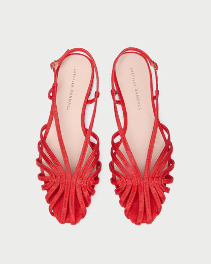Women Loeffler Randall Devon Red Moiré Slingback Sandal