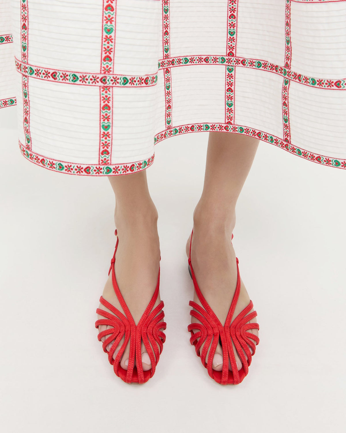 Women Loeffler Randall Devon Red Moiré Slingback Sandal