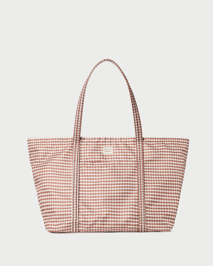 Women Loeffler Randall Dina Brown Gingham Travel Tote
