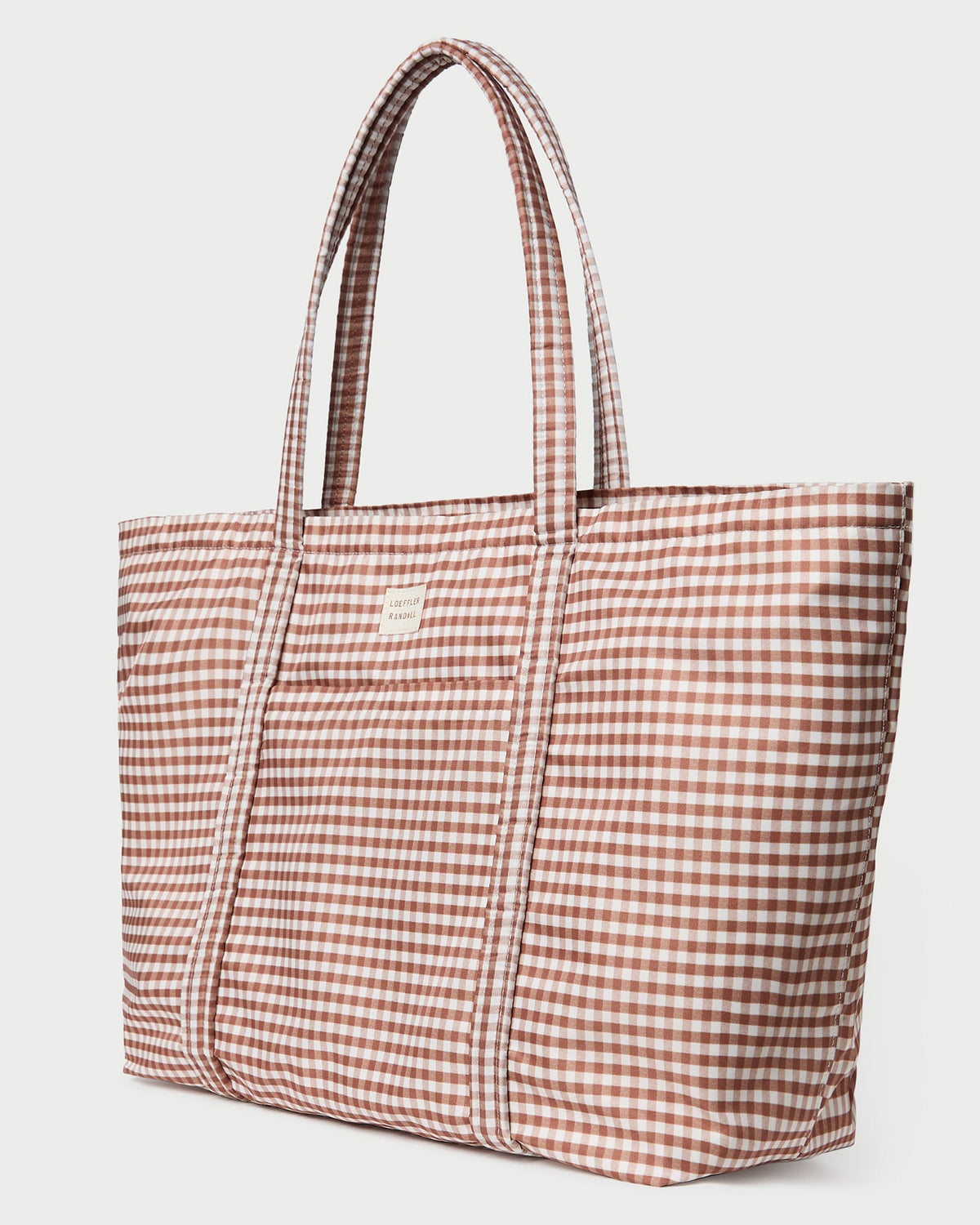 Women Loeffler Randall Dina Brown Gingham Travel Tote