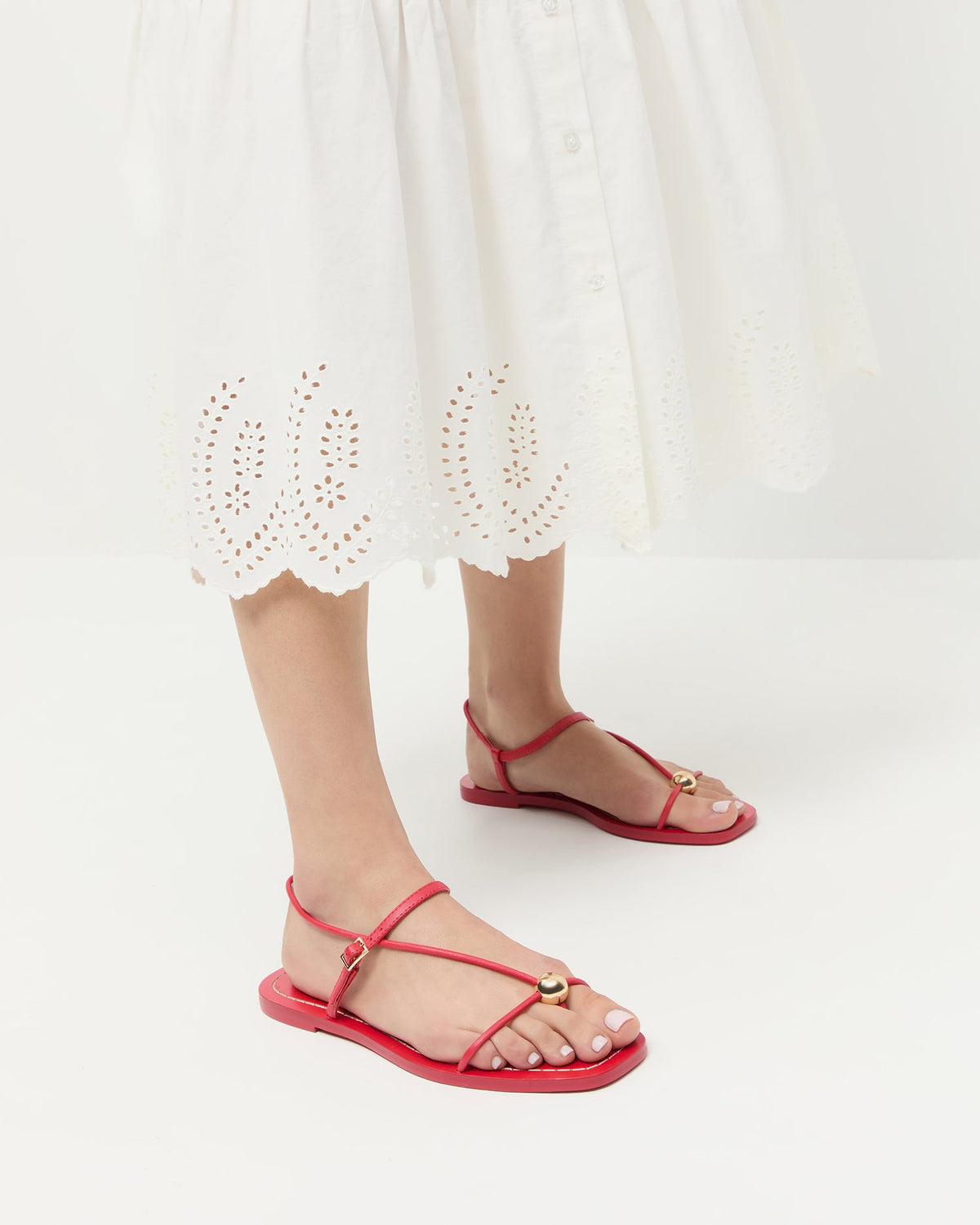 Women Loeffler Randall Lara Red Leather Sandal