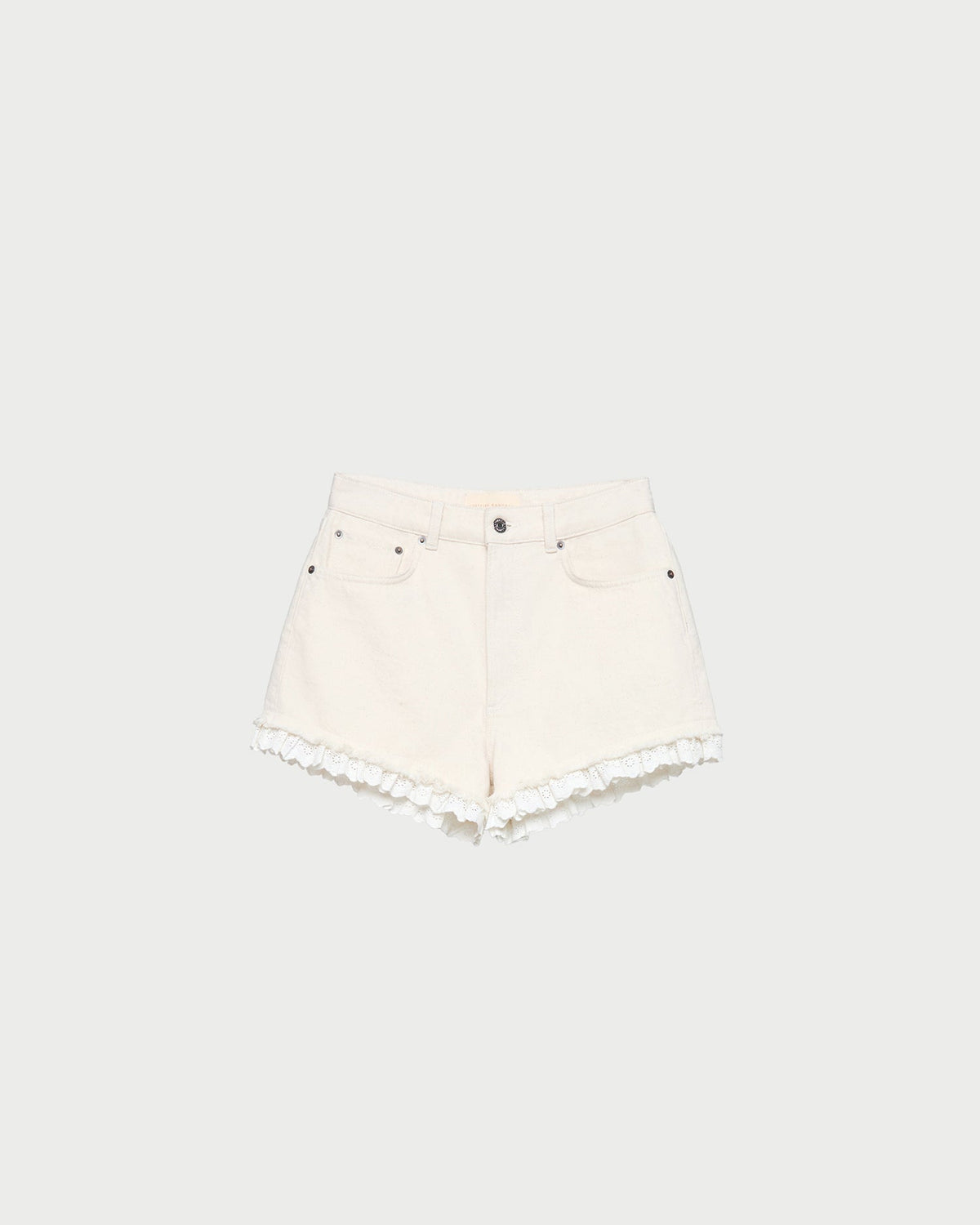 Women Loeffler Randall Kay Lace-Trimmed Denim Shorts