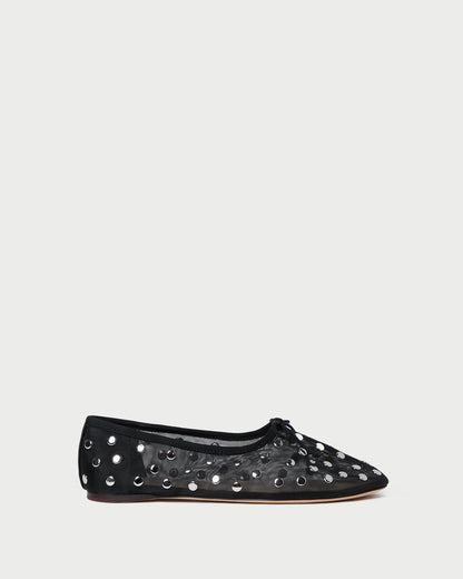 Women Loeffler Randall Landon Black/Silver Mesh Ballet Flat