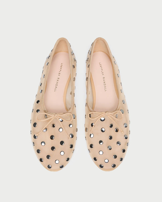 Women Loeffler Randall Landon Caramel/Silver Mesh Ballet Flat