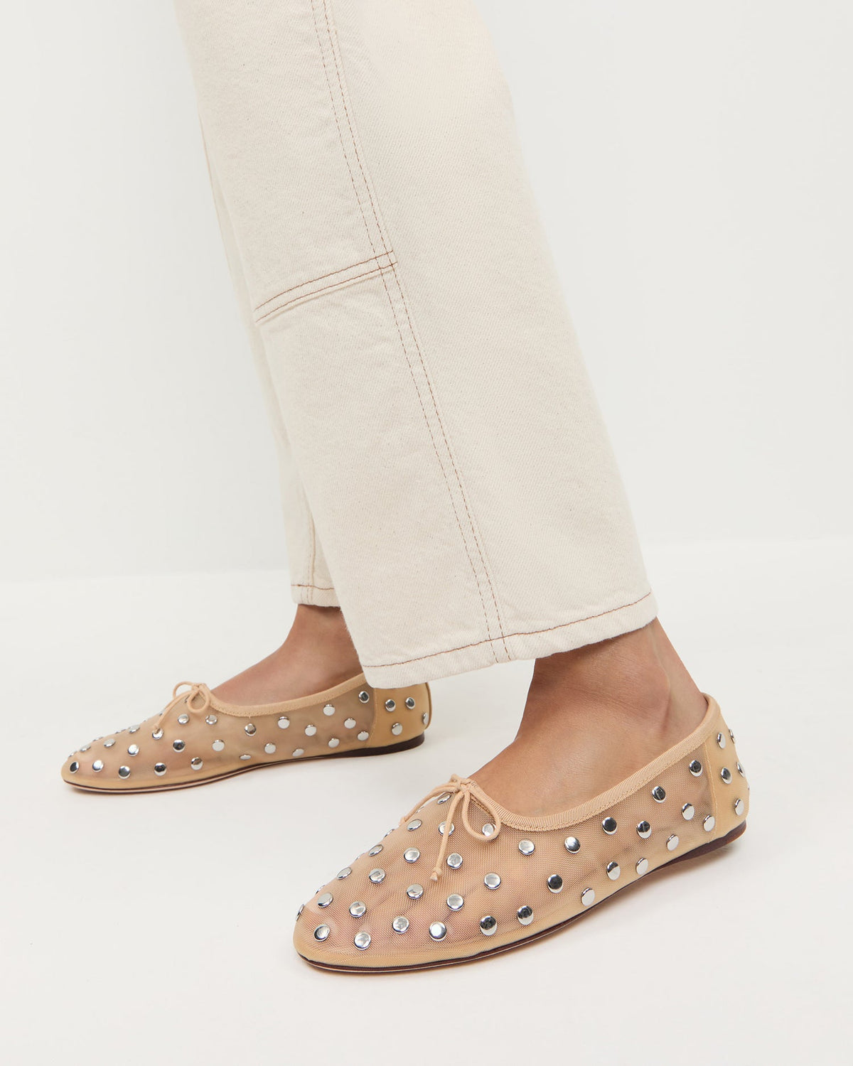 Women Loeffler Randall Landon Caramel/Silver Mesh Ballet Flat