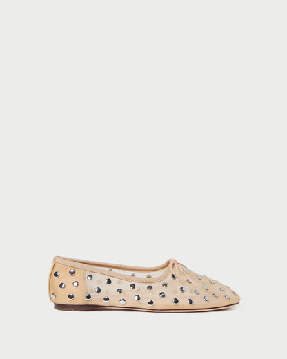 Women Loeffler Randall Landon Caramel/Silver Mesh Ballet Flat