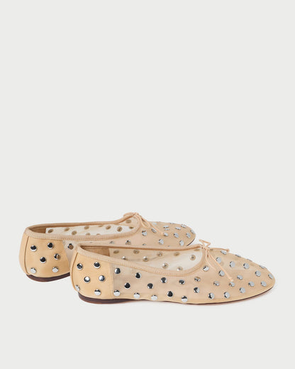 Women Loeffler Randall Landon Caramel/Silver Mesh Ballet Flat