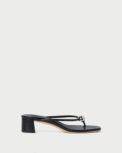 Women Loeffler Randall Odessa Black Leather Heeled Sandal