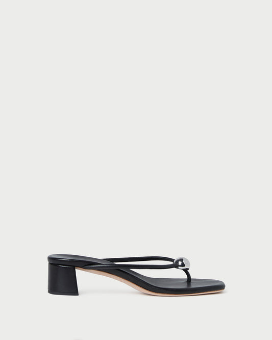 Women Loeffler Randall Odessa Black Leather Heeled Sandal