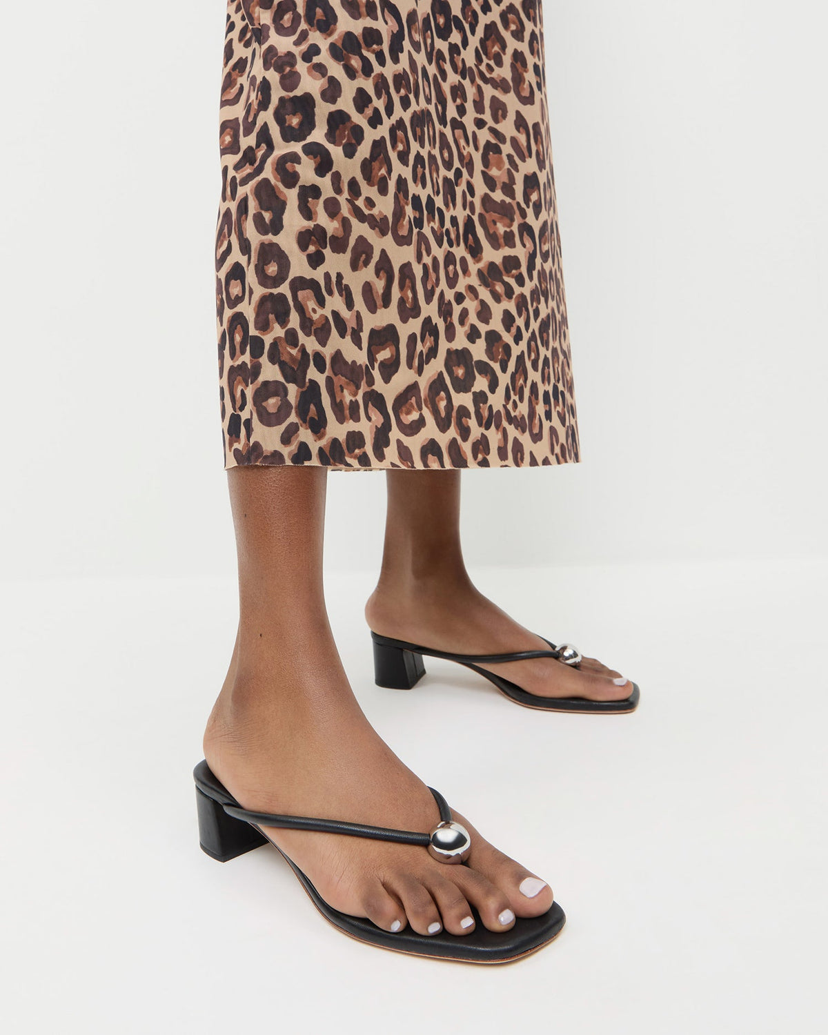 Women Loeffler Randall Odessa Black Leather Heeled Sandal