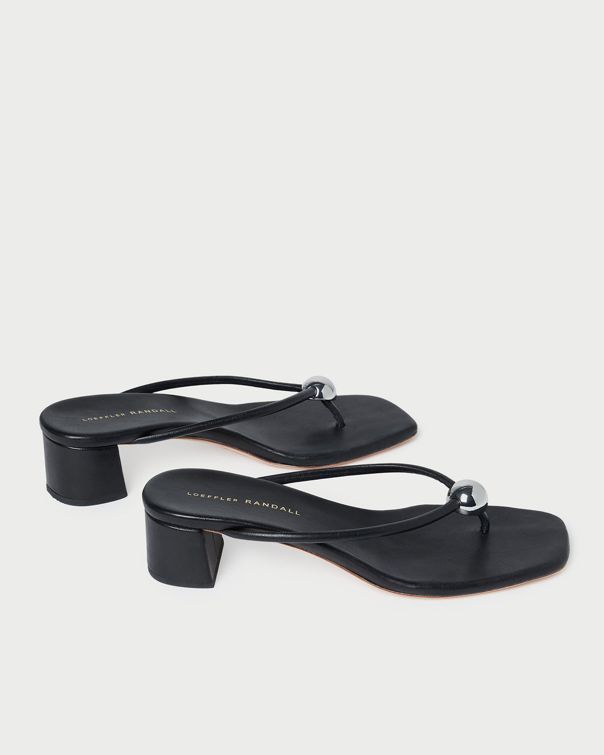Women Loeffler Randall Odessa Black Leather Heeled Sandal