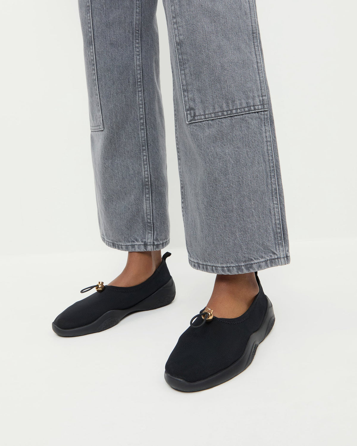 Women Loeffler Randall Raina Black Mesh Flat