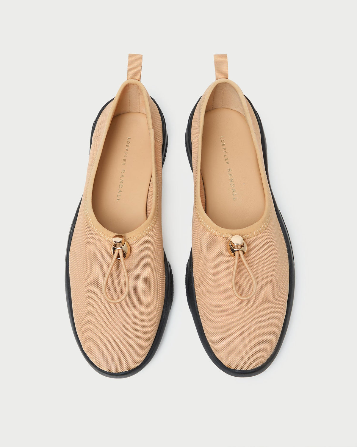 Women Loeffler Randall Raina Caramel/Black Mesh Flat