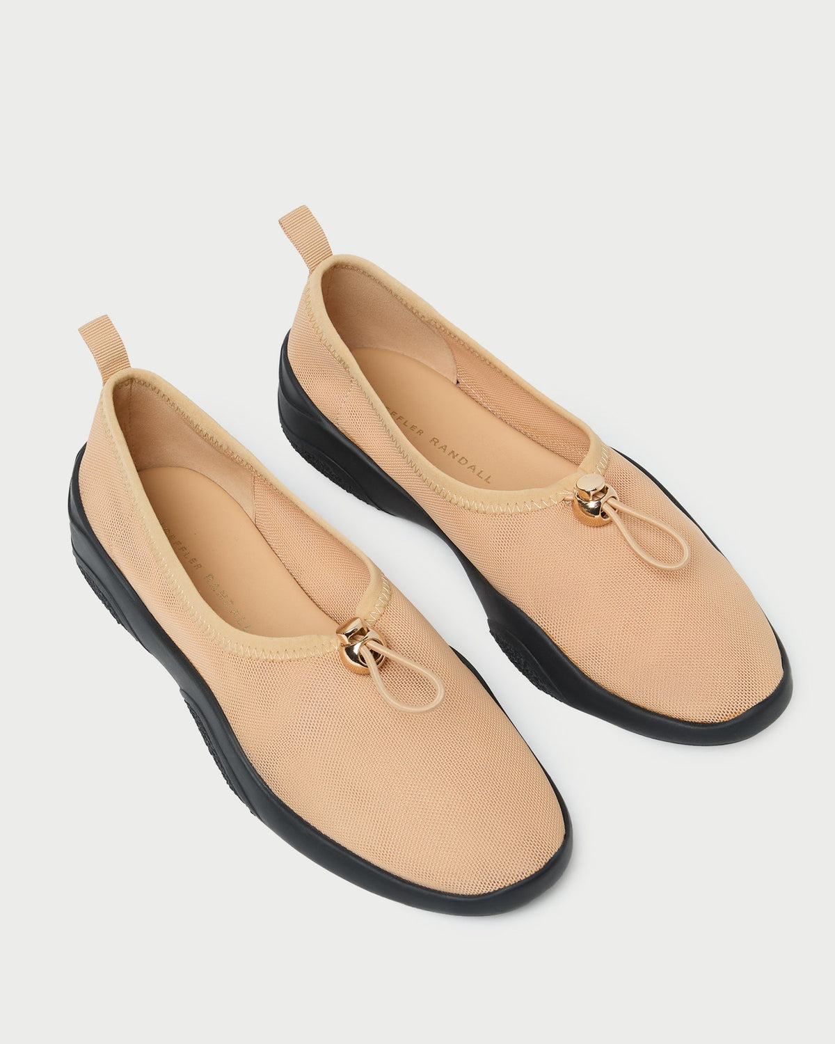 Women Loeffler Randall Raina Caramel/Black Mesh Flat