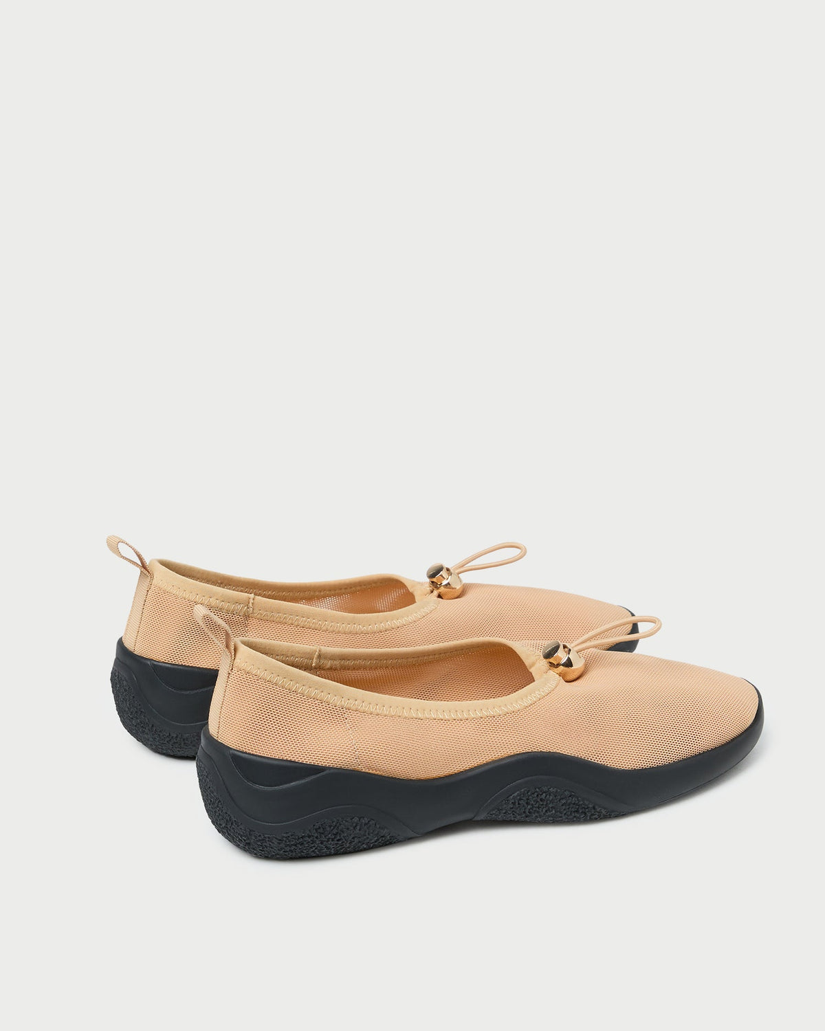 Women Loeffler Randall Raina Caramel/Black Mesh Flat
