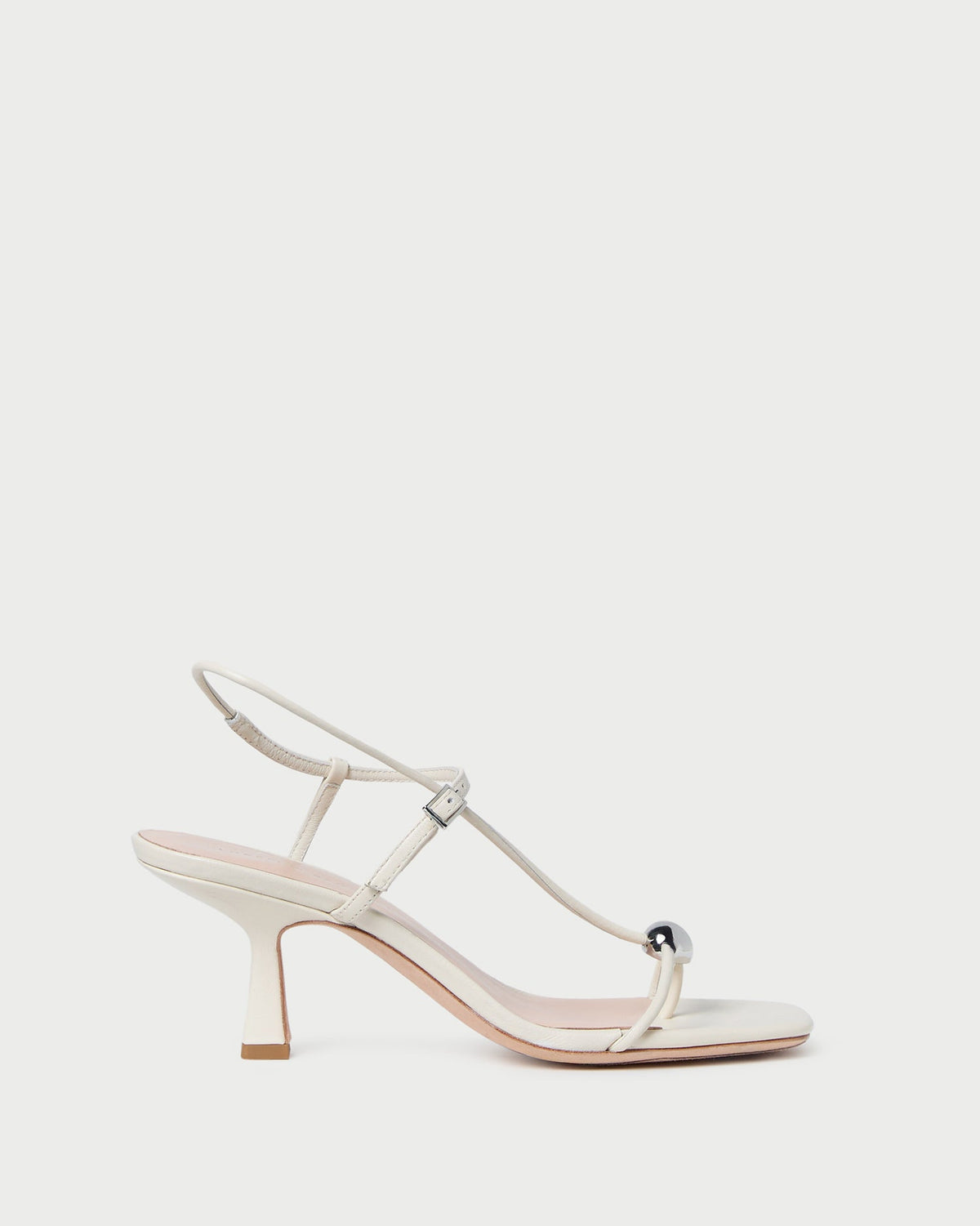Women Loeffler Randall Triana White Leather Mid-Heel Sandal