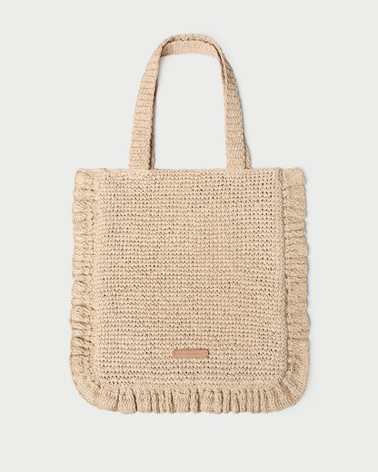 Women Loeffler Randall Justine Natural Crochet Ruffle Tote