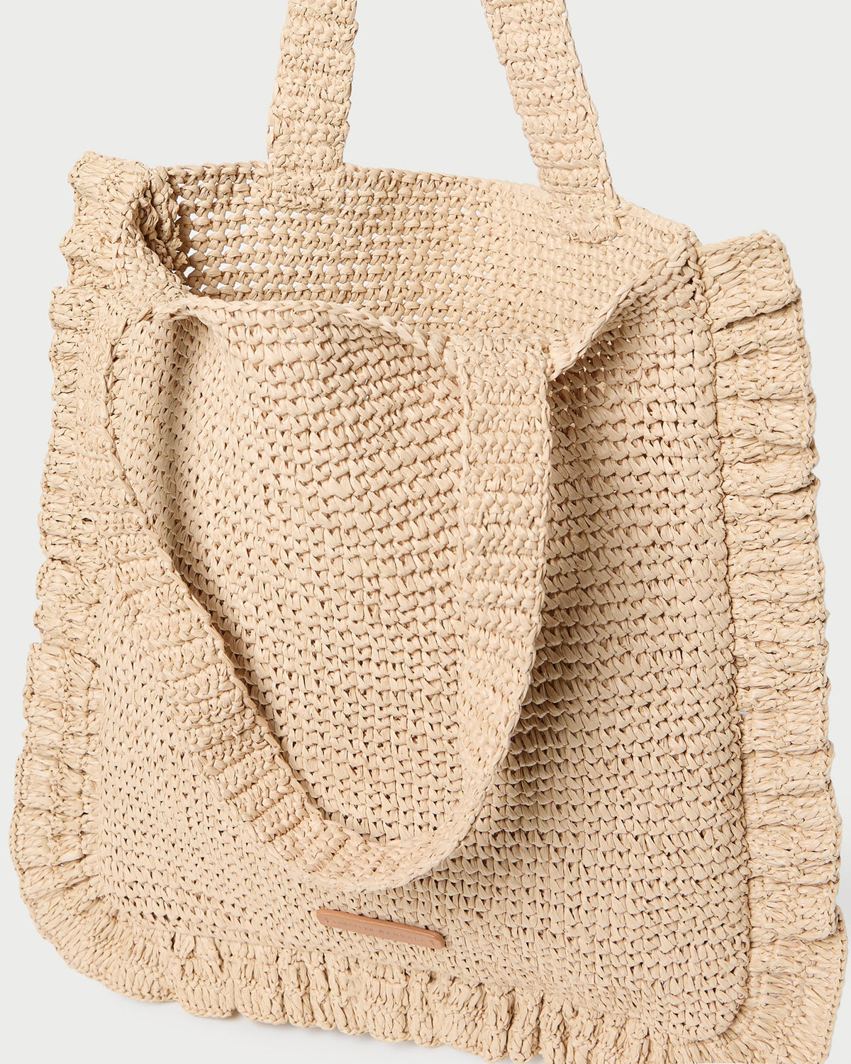 Women Loeffler Randall Justine Natural Crochet Ruffle Tote