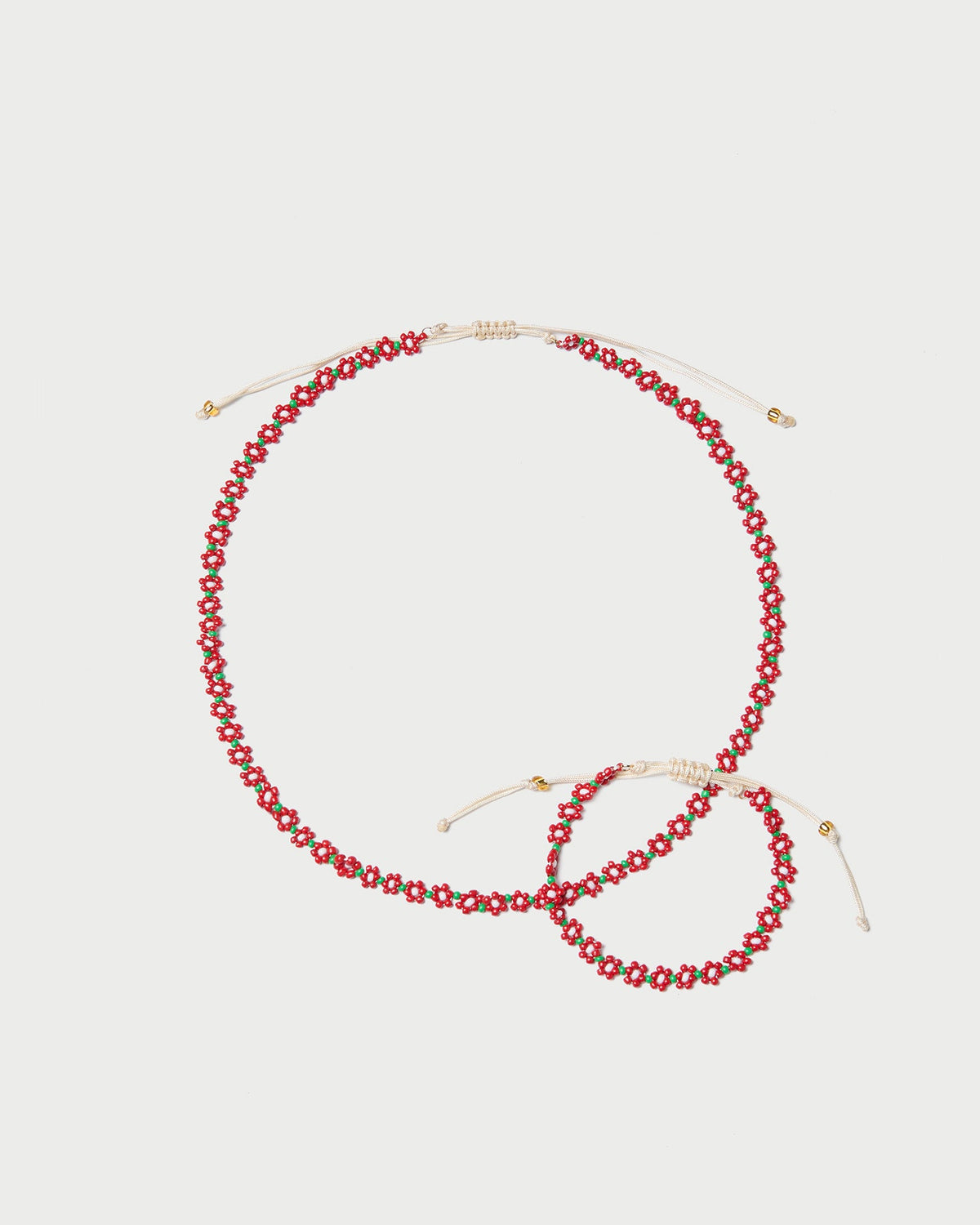 Women Loeffler Randall Flora Red/White Beaded Set