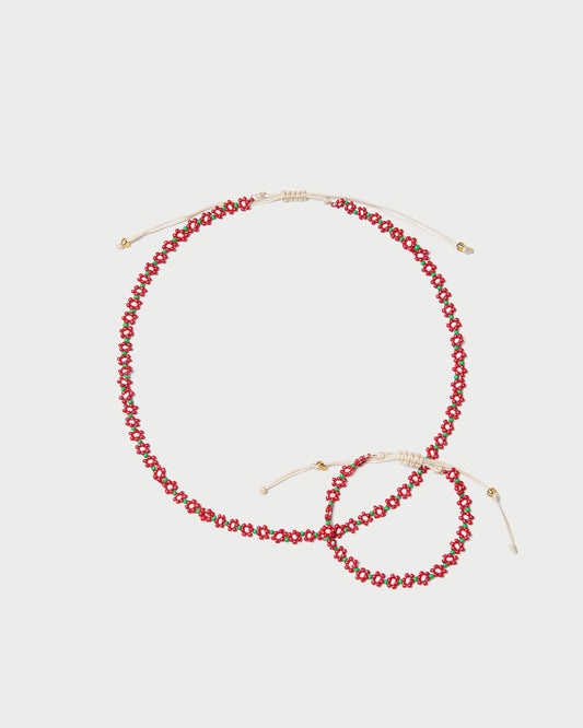 Women Loeffler Randall Flora Red/White Beaded Set