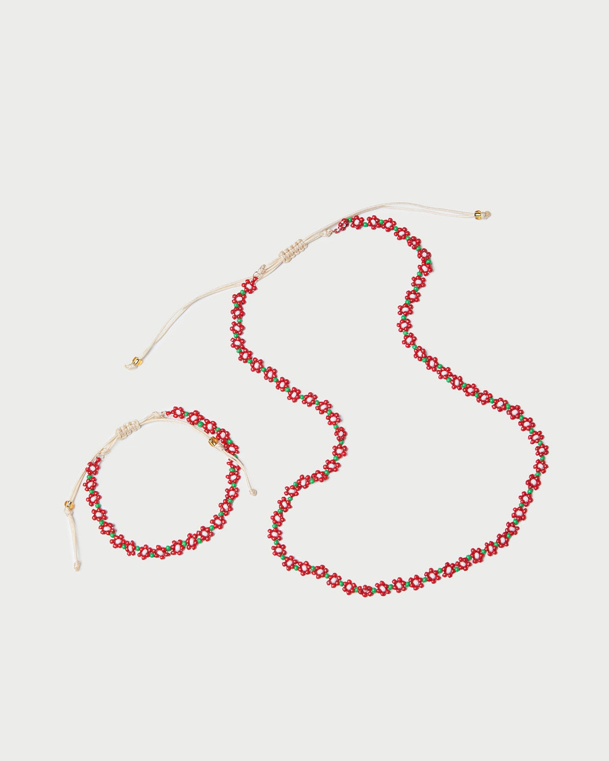 Women Loeffler Randall Flora Red/White Beaded Set