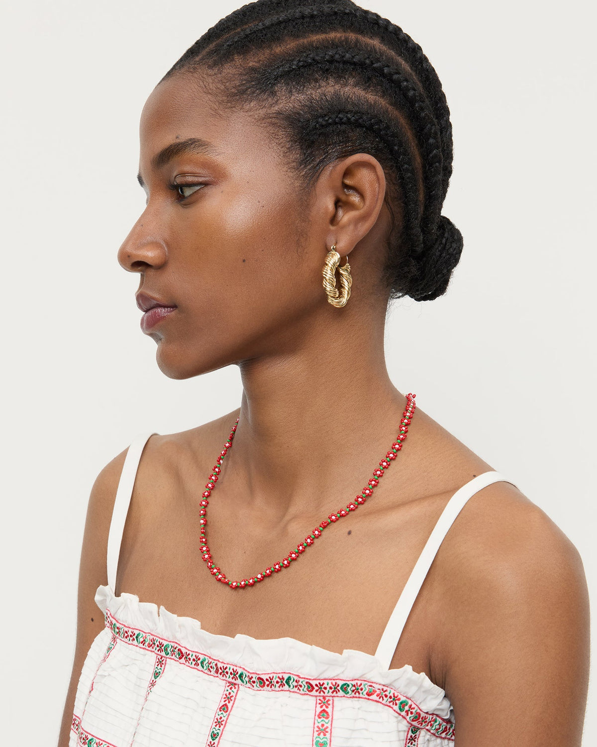 Women Loeffler Randall Flora Red/White Beaded Set