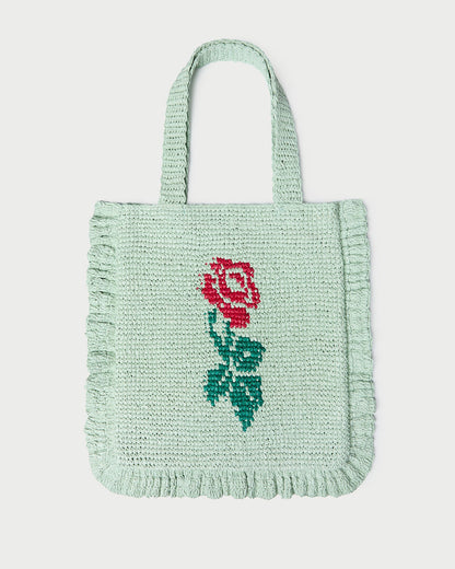 Women Loeffler Randall Justine Mint Crochet Ruffle Tote