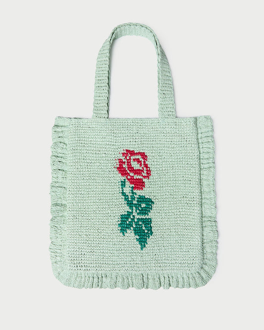 Women Loeffler Randall Justine Mint Crochet Ruffle Tote
