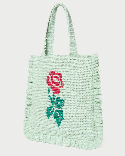 Women Loeffler Randall Justine Mint Crochet Ruffle Tote