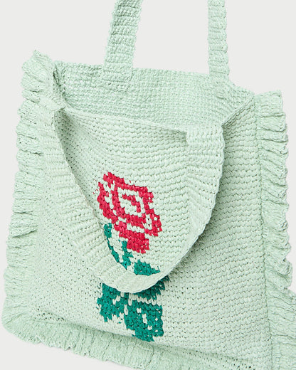 Women Loeffler Randall Justine Mint Crochet Ruffle Tote
