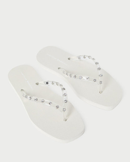 Women Loeffler Randall Taryn Cream Jelly Flip Flop