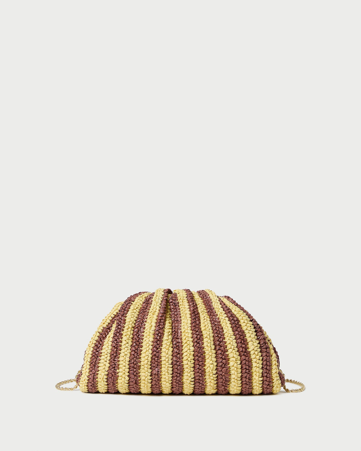 Women Loeffler Randall Bailey Brown/Butter Stripe Dome Clutch