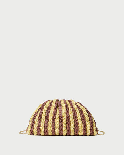 Women Loeffler Randall Bailey Brown/Butter Stripe Dome Clutch