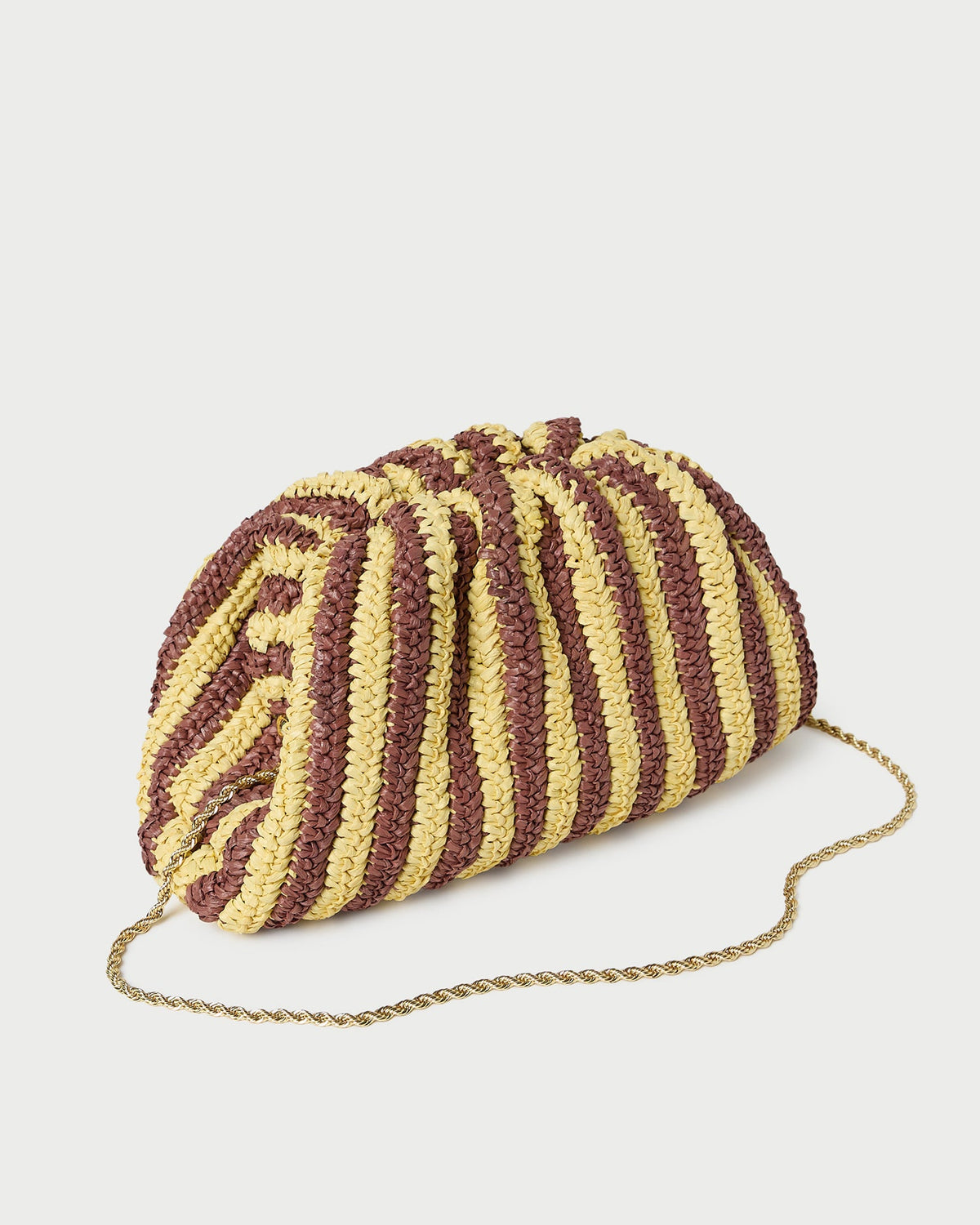 Women Loeffler Randall Bailey Brown/Butter Stripe Dome Clutch